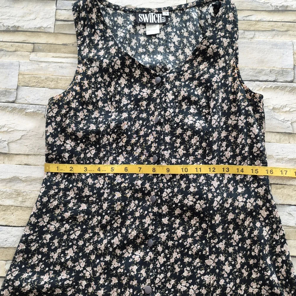 VTG Switch usa Dress Women's 7 Black Soft Witchy A-line Romantic Grunge 90's - Picture 7 of 10